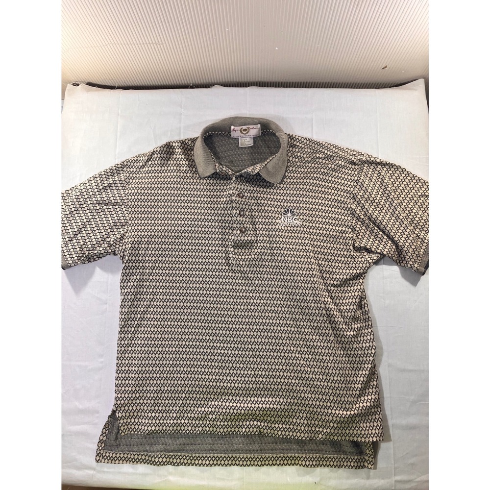 Byron Nelson Eleven Straight Mens Geometric Pattern Polo Shirt Size M Cotton - Picture 1 of 7